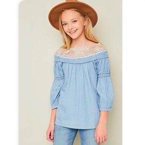 Hayden girls lace peasant blouse.